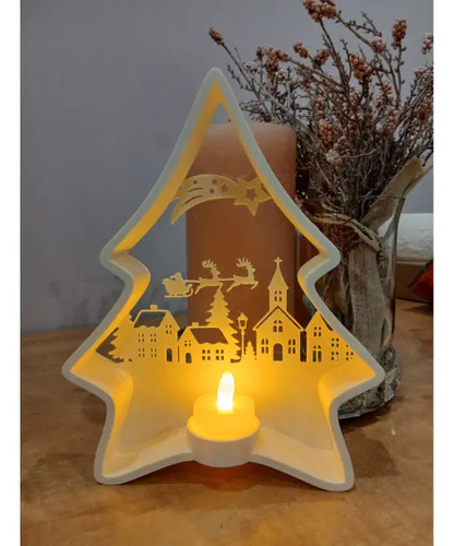Portavelas Led- Árbol Navideño Blanco - Foto 3