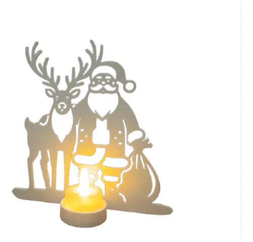 Portavelas Led- Papá Noel Y Reno