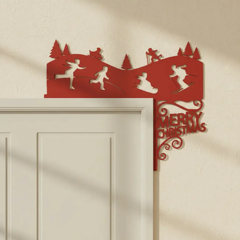 Decoración De Marco De Puerta Esquí Navideño 1