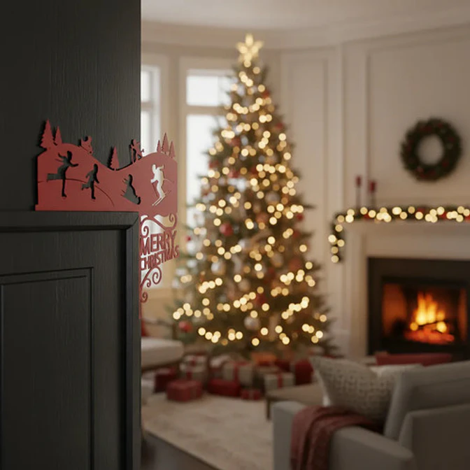 Decoración De Marco De Puerta Esquí Navideño 3