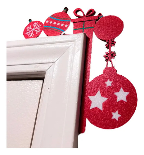 Adorno Navidad - Esquinero Para Puerta Navidad Rojo