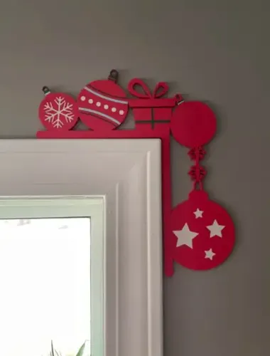 Adorno Navidad - Esquinero Para Puerta Navidad Rojo - Foto 2