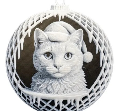 Adorno Navideño - Bola De Navidad Cara De Gato Pack 6