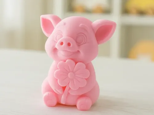 Adorno - Cerdito De La Suerte Rosa Con Trébol - Foto 2