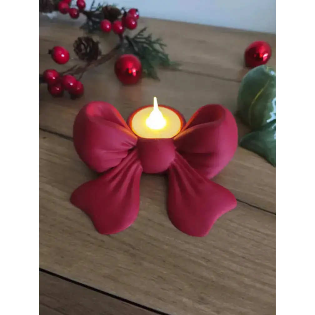 Portavelas Led Lazo Navideño 2