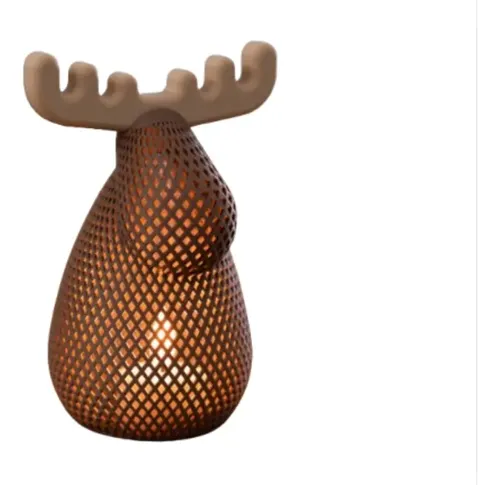 Portavelas Led De Reno Navideño