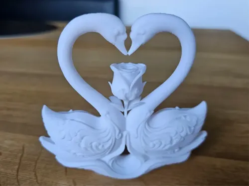 Escultura De Cisne & Rosa Para San Valentín