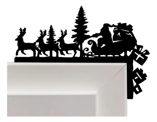 Adorno Navidad - Esquinero De Puerta Santa Y Renos