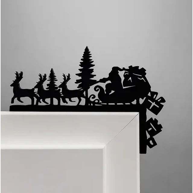 Adorno Navidad - Esquinero De Puerta Santa Y Renos