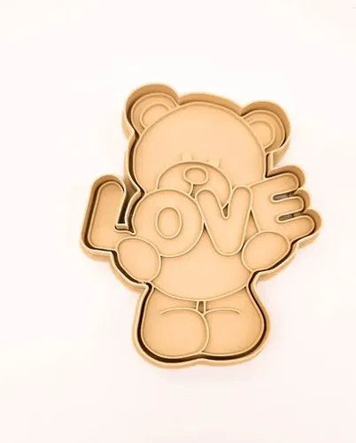 Cortador De Galletas - Osito Con La Palabra Love