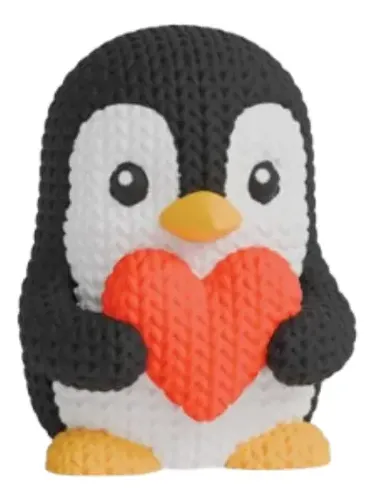 Peluche Pingüino De Punto Para El Día De San Valentín