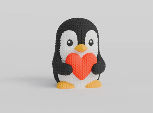 Peluche Pingüino De Punto Para El Día De San Valentín - Foto 2