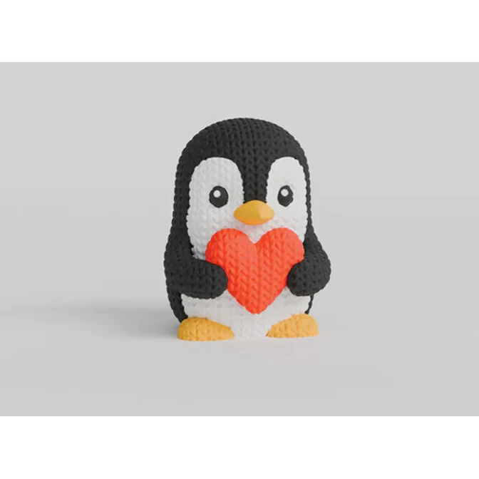 Peluche Pingüino De Punto Para El Día De San Valentín 2