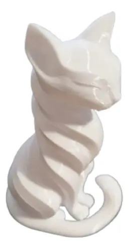Estatua Blanca De Gato - Foto 2