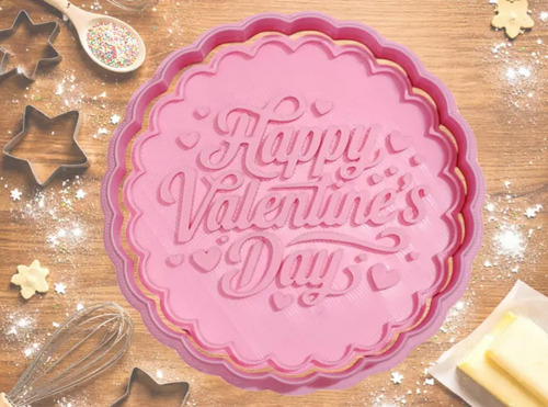 Cortador De Galletas Happy Valentines Day Redondo