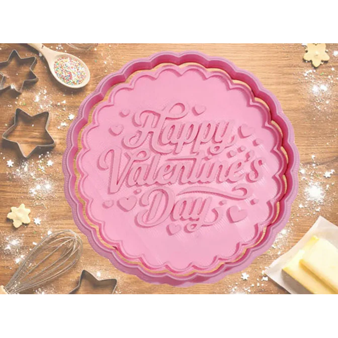 Cortador De Galletas Happy Valentines Day Redondo 1