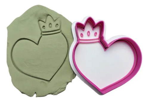 Cortador De Galletas Con Sello De Corona Corazón Amor - Foto 2