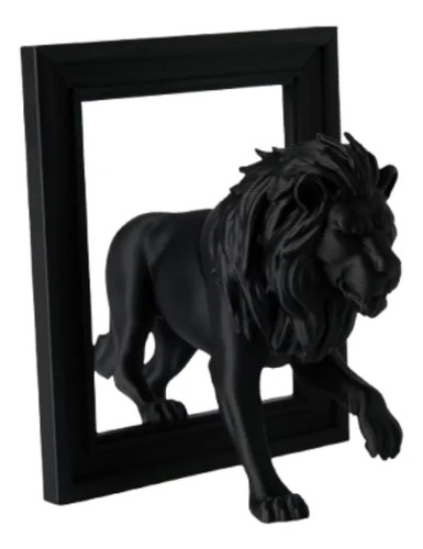 Escultura- León Negro Rompiendo El Marco