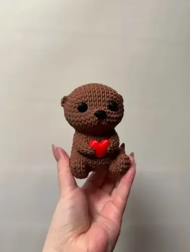 Figura De Nutria Tejida De Amor - San Valentín - Foto 3
