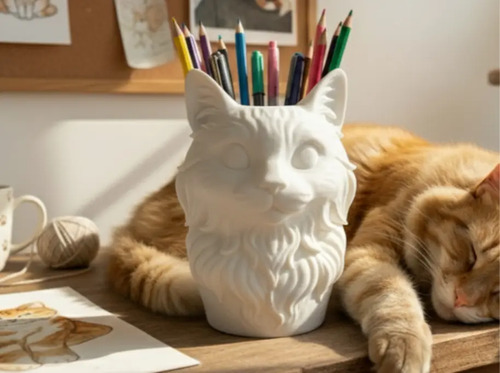 Portalápices De Gato Serio - Foto 4