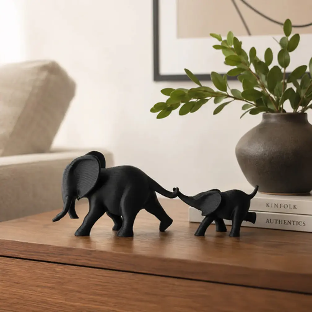 Escultura Minimalista- Dúo De Elefantes 1
