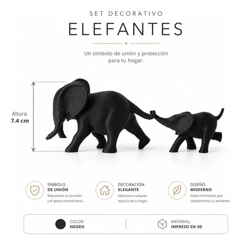 Escultura Minimalista- Dúo De Elefantes - Foto 2
