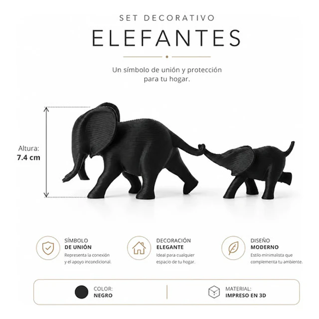 Escultura Minimalista- Dúo De Elefantes