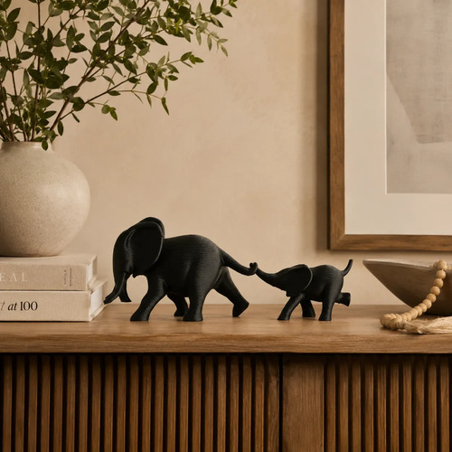 Escultura Minimalista- Dúo De Elefantes - Foto 4
