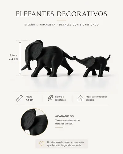 Escultura Minimalista- Dúo De Elefantes - Foto 5