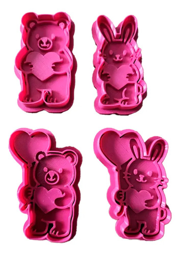 Cortadores De Galletas Animales - San Valentín (pack 4 Un)