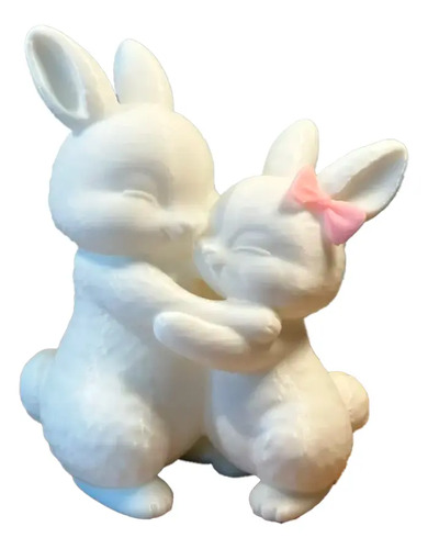 Figura Decorativa - Conejos Tiernos Abrazándose
