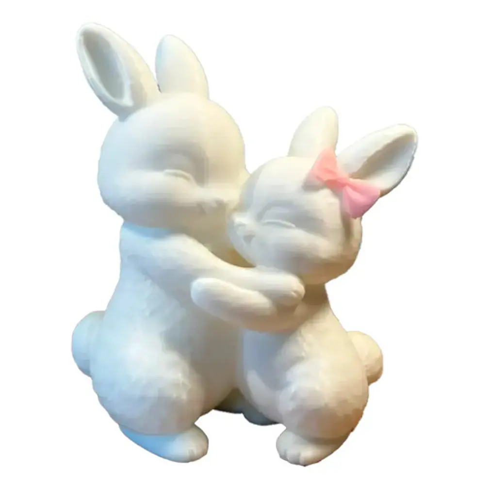 Figura Decorativa - Conejos Tiernos Abrazándose 1