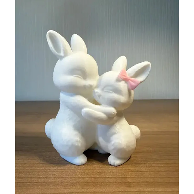 Figura Decorativa - Conejos Tiernos Abrazándose 2