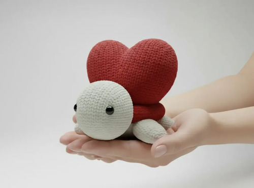 Tortuga De Corazón Tejida - Regalo De San Valentín