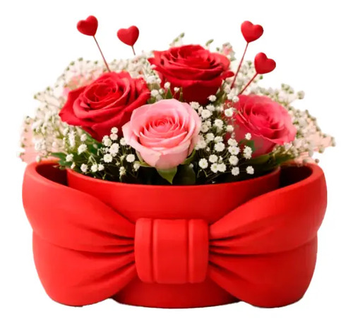 Macetero Romántico Con Lazo - San Valentín