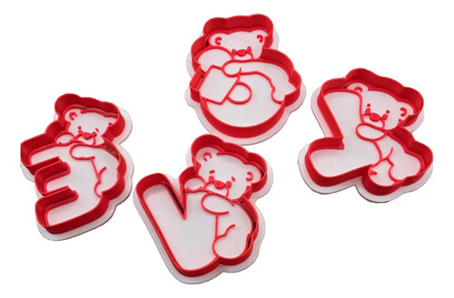 Cortador Y Estampador De Galletas - Oso Love (pack 4 Un)