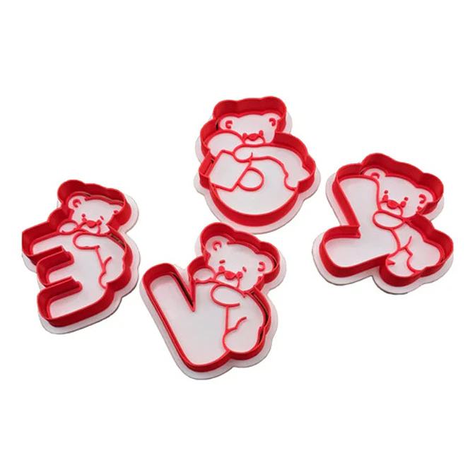 Cortador Y Estampador De Galletas - Oso Love (pack 4 Un) 1
