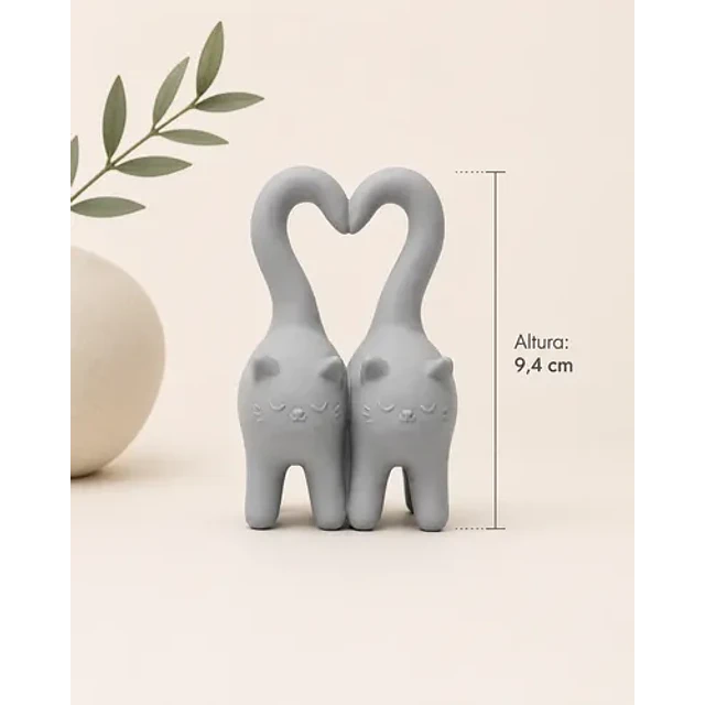 Figura Decorativa - Gatitos Con Cola Corazón