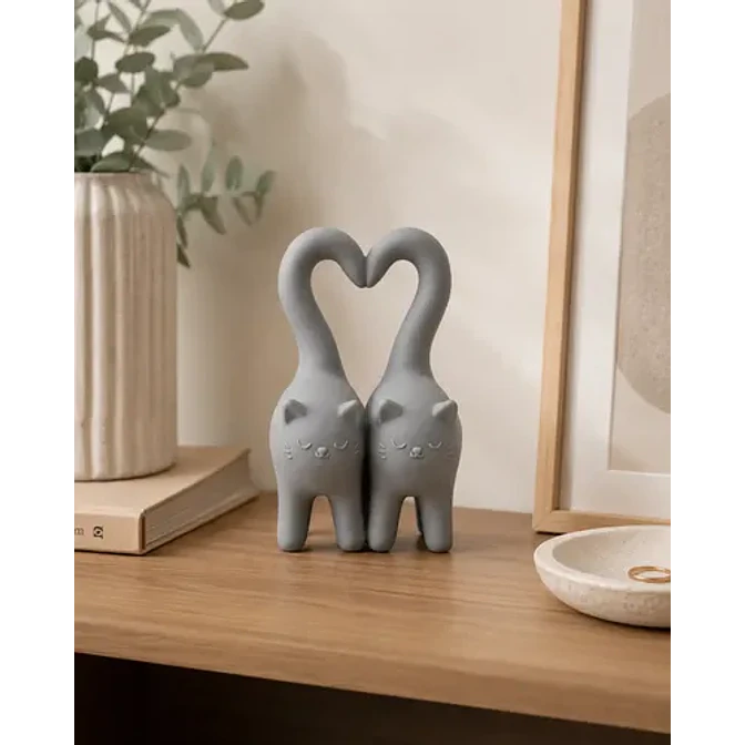 Figura Decorativa - Gatitos Con Cola Corazón 4