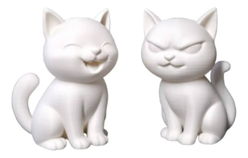 Pack De 2 Esculturas Gatos Felices Y Gruñones