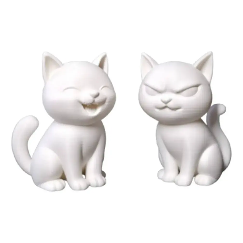 Pack De 2 Esculturas Gatos Felices Y Gruñones 1