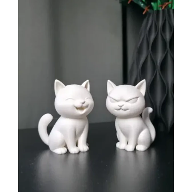 Pack De 2 Esculturas Gatos Felices Y Gruñones 2