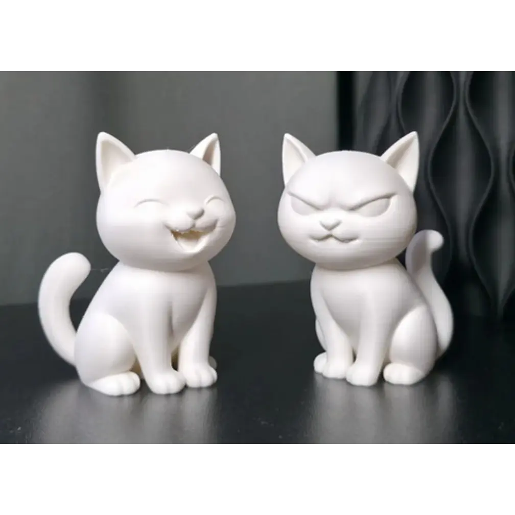 Pack De 2 Esculturas Gatos Felices Y Gruñones 3