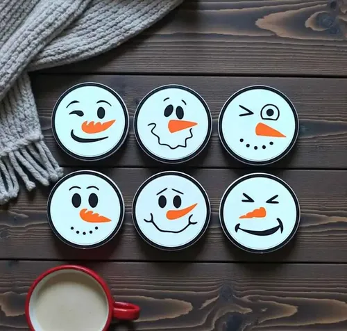 Posavasos De Muñeco De Nieve Con Soporte (pack 6 Un)