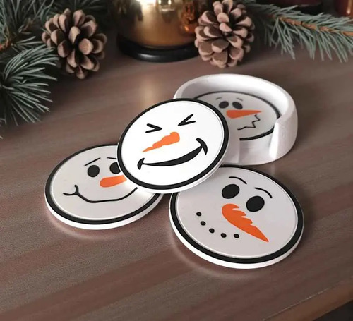 Posavasos De Muñeco De Nieve Con Soporte (pack 6 Un) - Foto 2