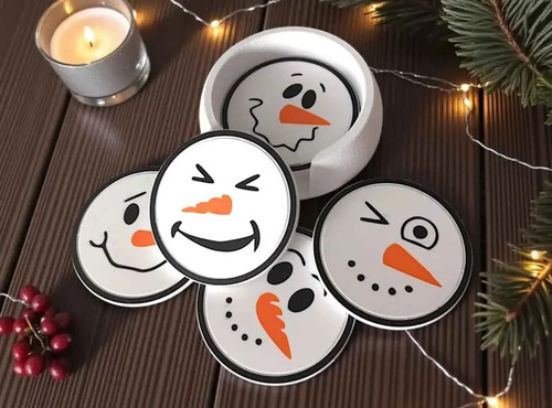Posavasos De Muñeco De Nieve Con Soporte (pack 6 Un) - Foto 3
