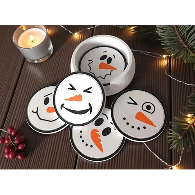 Posavasos De Muñeco De Nieve Con Soporte (pack 6 Un) 3