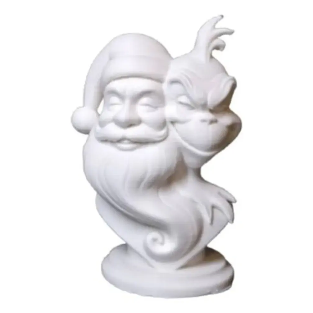 Figura Decoración- Escultura Doble Del Grinch Y Papá Noel 1
