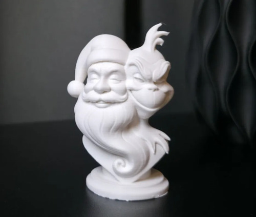 Figura Decoración- Escultura Doble Del Grinch Y Papá Noel - Foto 2
