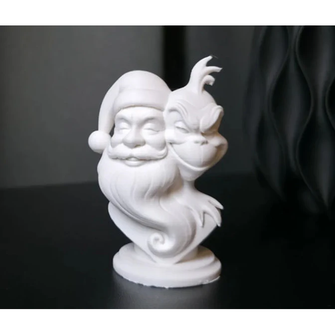 Figura Decoración- Escultura Doble Del Grinch Y Papá Noel 2